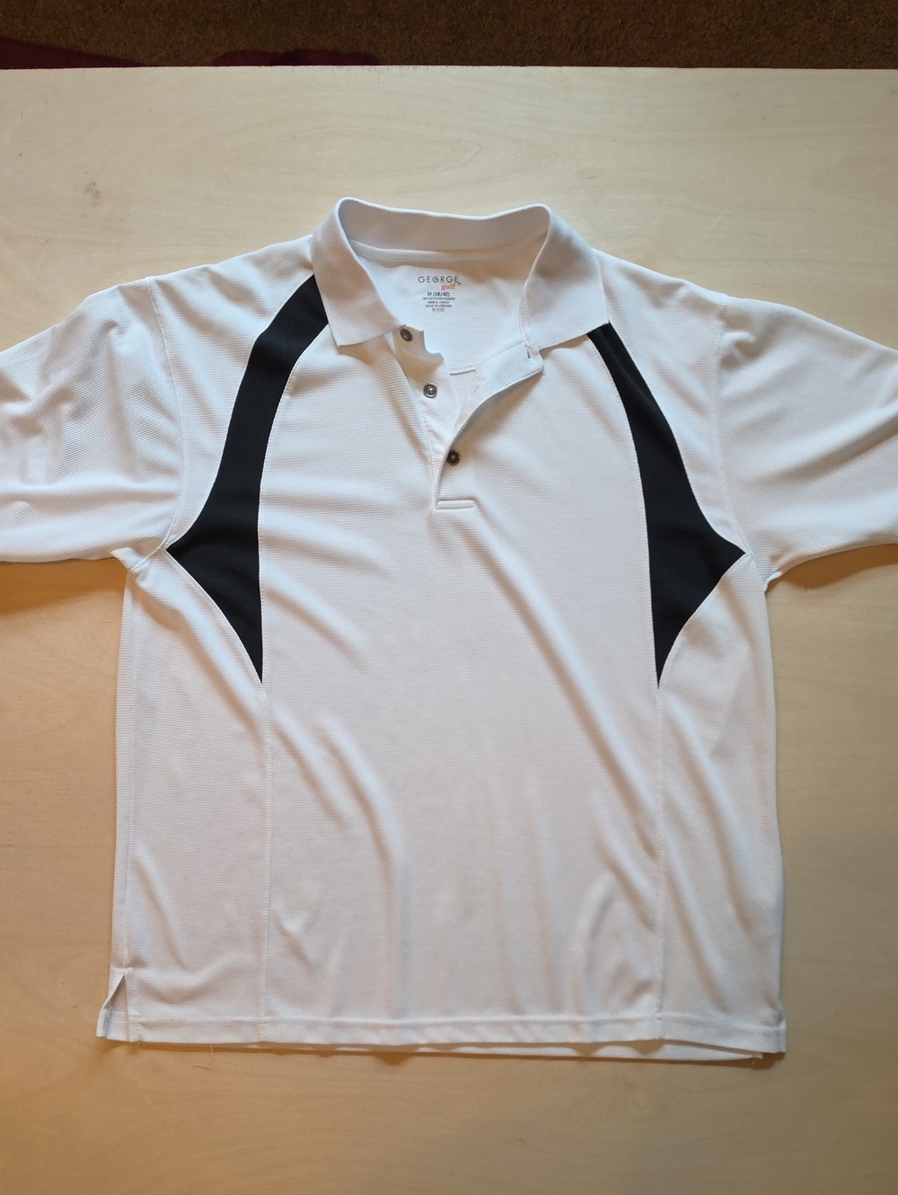 George Men’s White Polo with Black Sport Panels